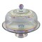 Crafted Creations 11" Purple Mosaic Garland and Stripes Hand Painted Glass Convertible Cake Dome